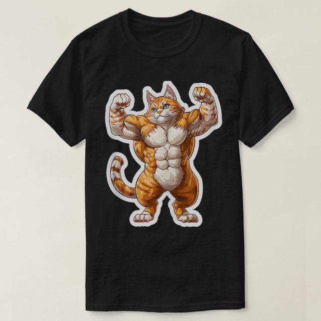 Cute Little Gym Cat Sports Workout Lifting  T-Shirt (Design Front)