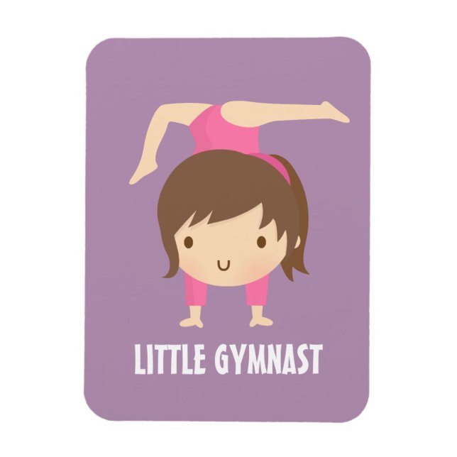 Cute Little Gymnast Girl Gymnastics Pose Magnet (Vertical)