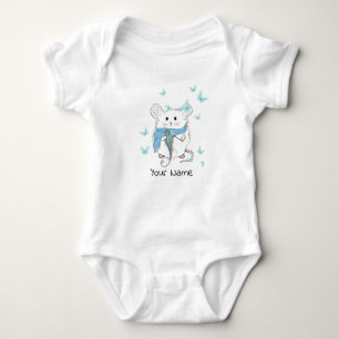 Cute Little Hamster & Butterflies Custom Baby Bodysuit