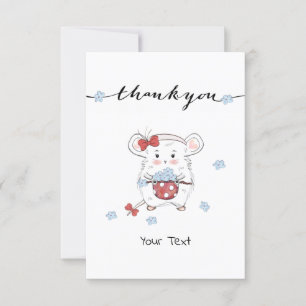 Cute Little Hamster Custom Floral Thank You Card