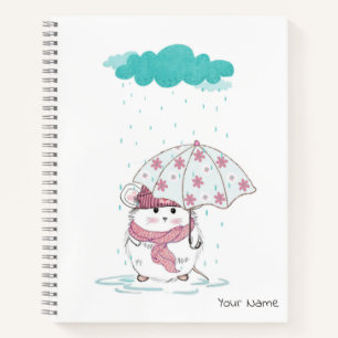 Cute Little Hamster Custom Name White Notebook