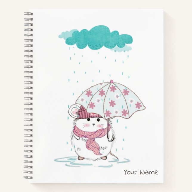 Cute Little Hamster Custom Name White Notebook (Front)