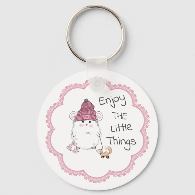 Cute Little Hamster "Enjoy The Little Things" Key Ring (Front)