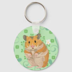 Cute little Hamster holding a flower  Key Ring