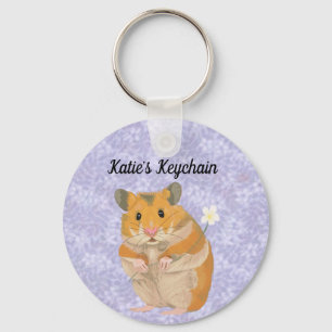 Cute little Hamster holding a flower Key Ring