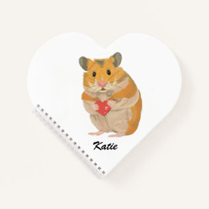 Cute little Hamster holding a heart editable Notebook