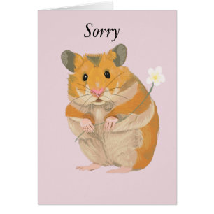 Cute little Hamster holding flower editable Sorry