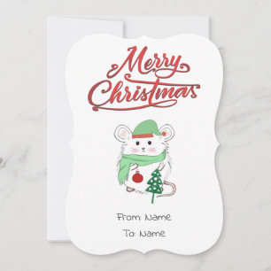 Cute Little Hamster Merry Christmas  Holiday Card