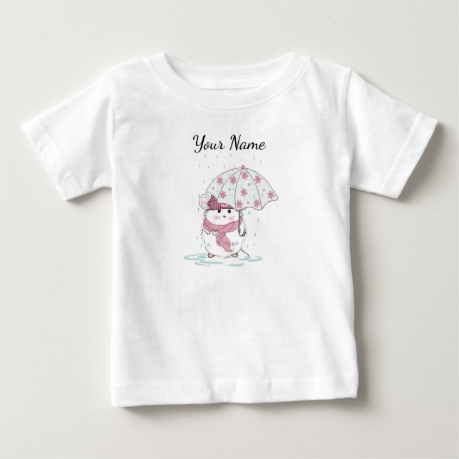 Cute Little Hamster Personalised Name Baby T-Shirt (Front)