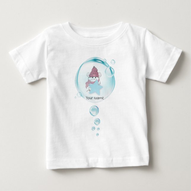 Cute Little Hamster Soap Bubble Name Baby T-Shirt (Front)
