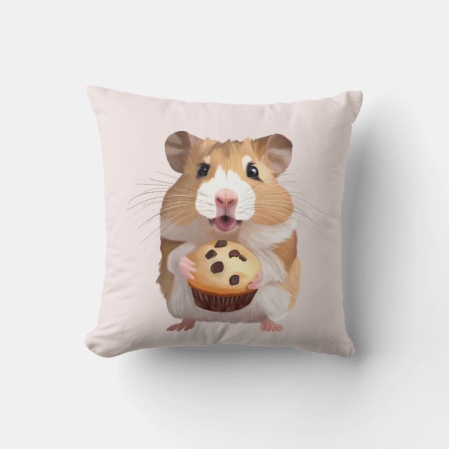 Cute Little Hamster With Muffin Cushion (Front)