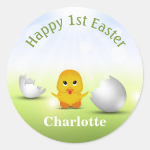 Cute Little Happy Easter Baby Chick Classic Round Sticker