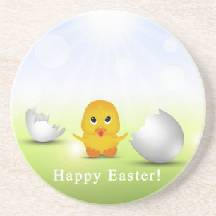 Cute Little Happy Easter Baby Chick Coaster