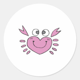cute little heart crab classic round sticker