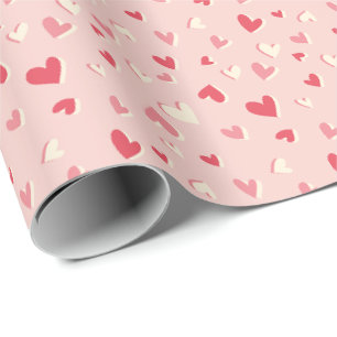 Cute little hearts in pink shades wrapping paper