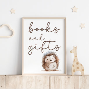 Cute Little Hedgehog Baby Shower Books Gifts Sign