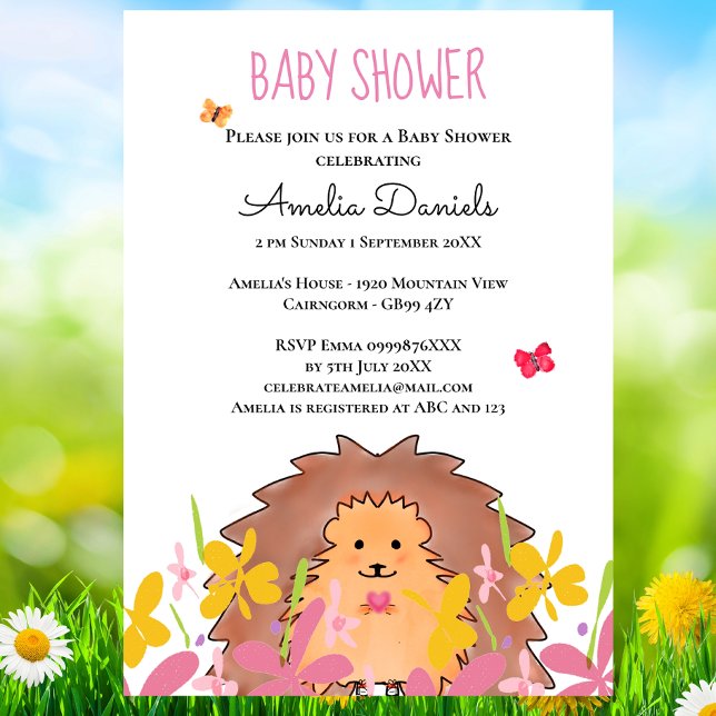 Cute Little Hedgehog Baby Shower Invitation (Creator Uploaded)