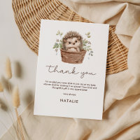 Cute Little Hedgehog Baby Shower Thank You