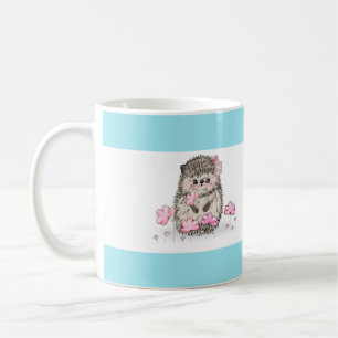 Cute Little Hedgehog Blue White Coffee Mug
