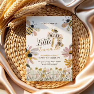 cute little honey bee 3rd birthday invitation