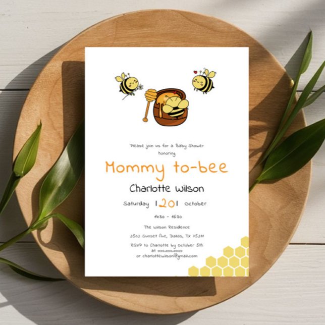 Cute Little Honeybee With Sweet Honey Baby Shower Invitation (Creator Uploaded)