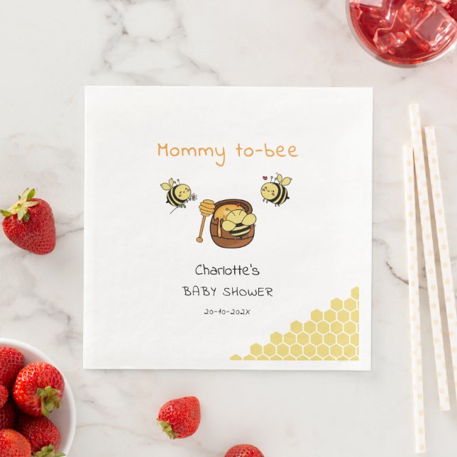 Cute Little Honeybee With Sweet Honey Baby Shower Napkin (Insitu)