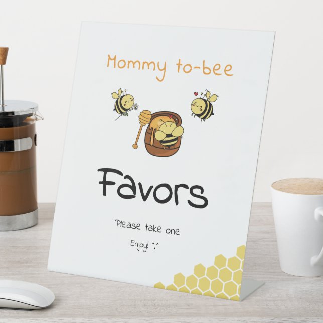 Cute Little Honeybee With Sweet Honey Favours Pedestal Sign (In SItu)