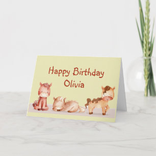 Cute Little Horse Animal Custom Name Personal  Card