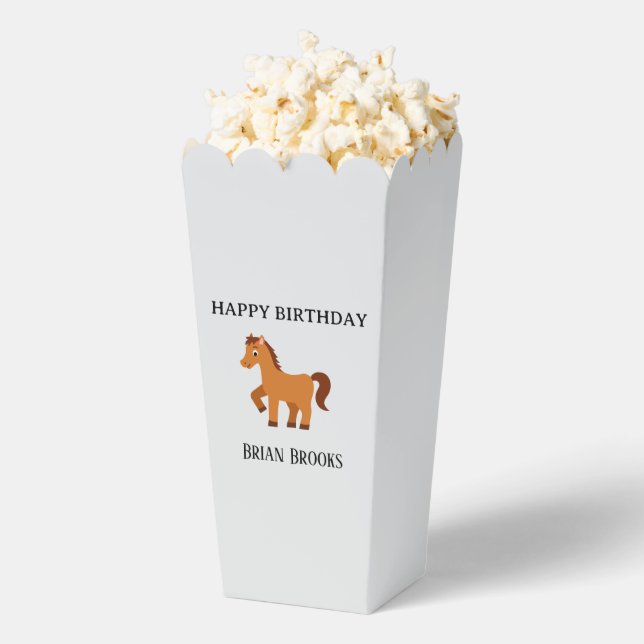 Cute little horse custom name birthday favour box (Popped)