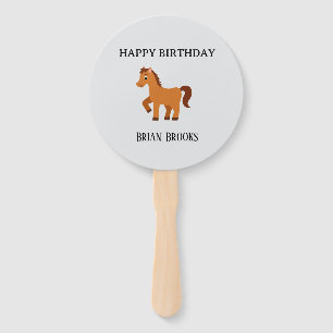 Cute little horse custom name birthday hand fan