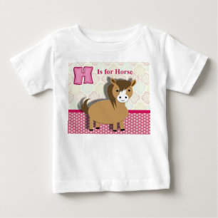 Cute Little Horse Kids Alphabet Picture Baby T-Shirt
