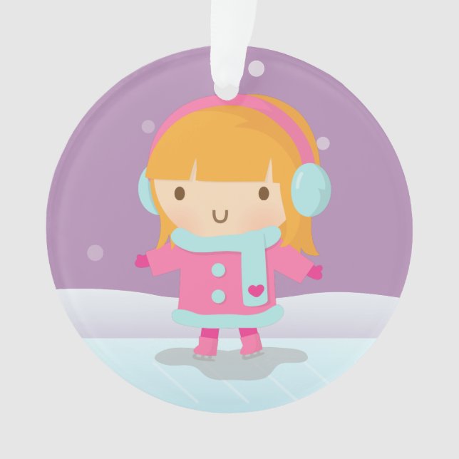 Cute Little Ice Skater Girl Winter Christmas Ornament (Front)