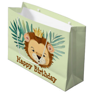 Cute Little Jungle Lion Birthday Large Gift Bag