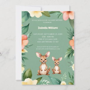 Cute Little Kangaroos Baby Shower Invitation