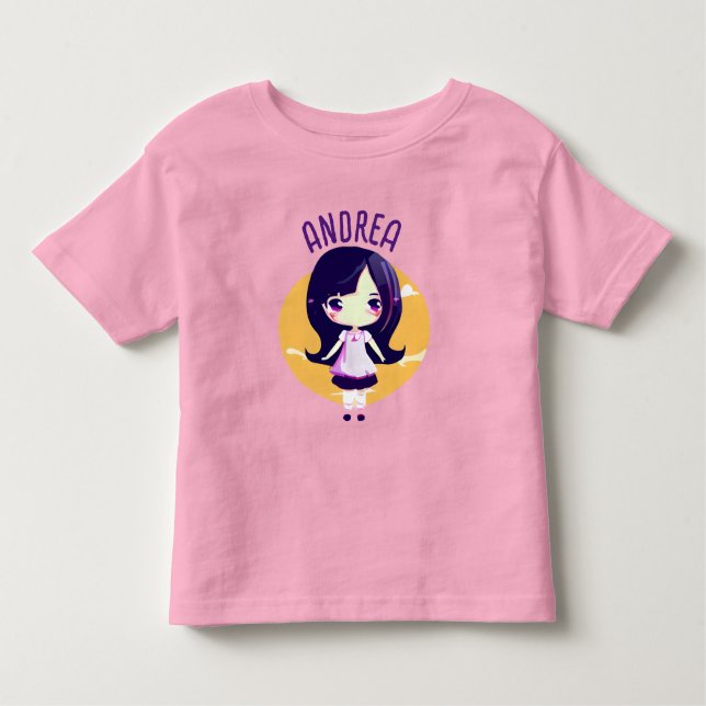 Cute Little Kawaii Anime Girl Personalised Toddler T-Shirt (Front)