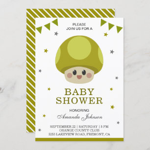 Cute Little Kawaii Mushroom Baby Shower Invitation