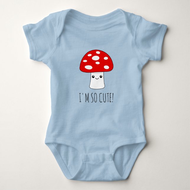 Cute little Kawaii mushroom drawing Baby Bodysuit (Front)