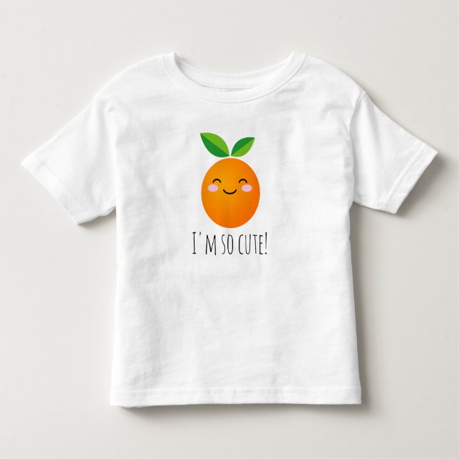 Cute little kawaii orange fruit face drawing toddler T-Shirt (Front)