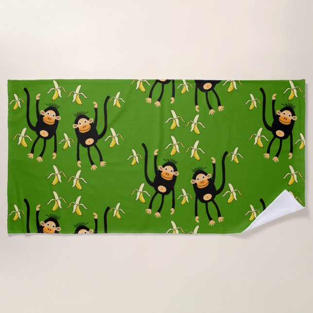 Cute Little Kid Monkey Beach Towel (Front)