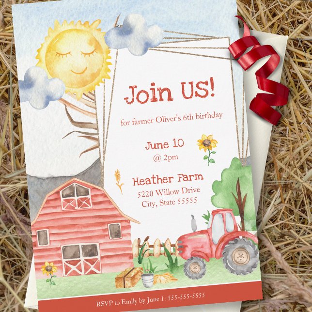 Cute Little Kids Farm Birthday Party Invitation (Creator Uploaded)