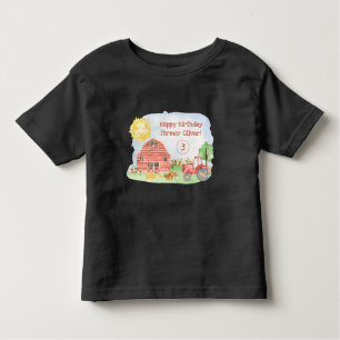 Cute Little Kids Happy Birthday Farmer Boy Toddler T-Shirt