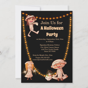 Cute little kids mummy bandages costume invitation