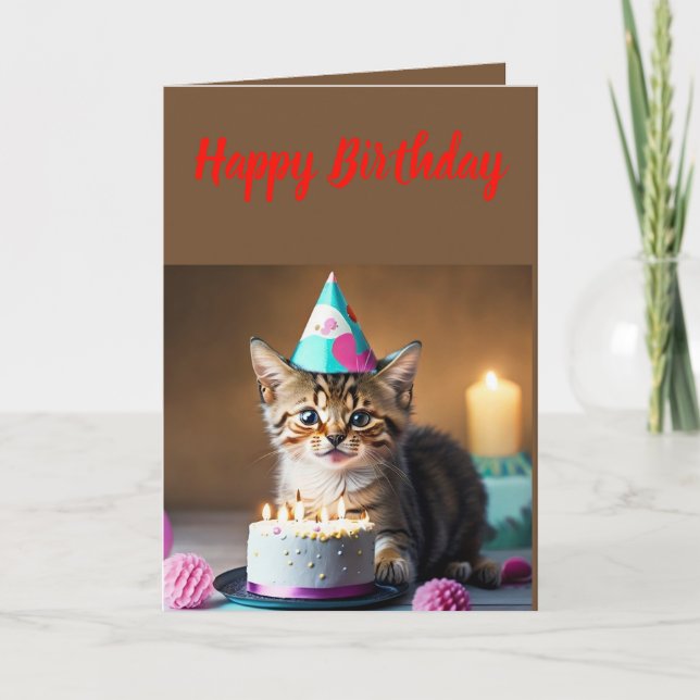Cute Little Kitten Birthday Card (Front)