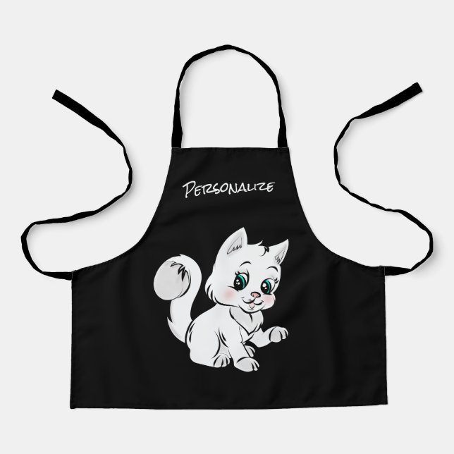 Cute Little Kitten Cat Lover Kids Personalised Apron (Front)