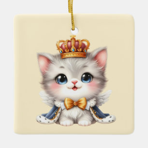 Cute little Kitten Prince Ceramic Ornament