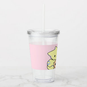 Cute little kitties on pink acrylic tumbler