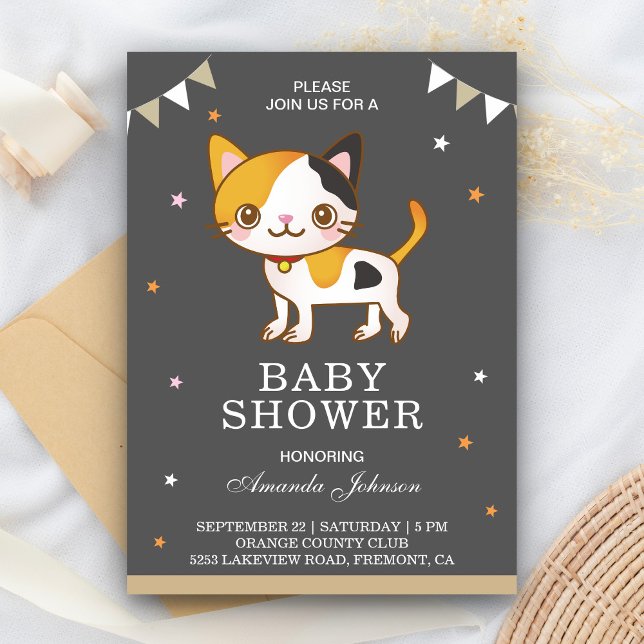 Cute Little Kitty Cat Baby Shower Invitation (Creator Uploaded)