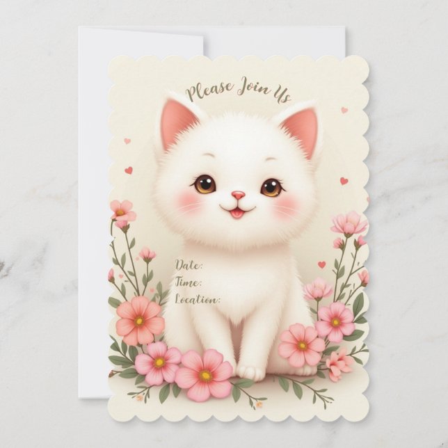 Cute Little Kitty Cat Invitation (Back)