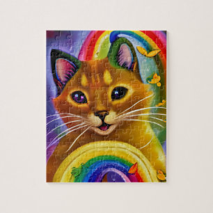 Cute Little Kitty with Rainbow colours, Cat Jigsaw Puzzle