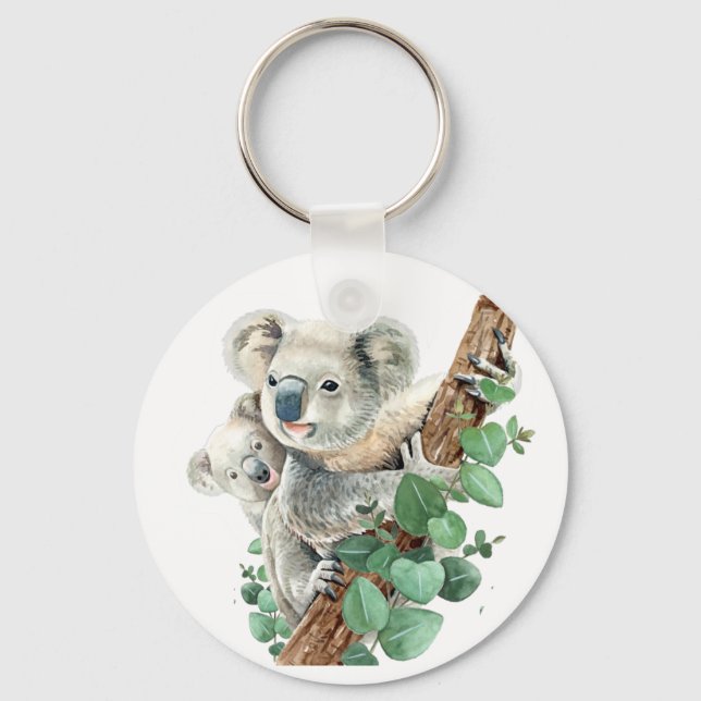 Cute Little Koala Bear Australian Animal Art  Key Ring (Front)